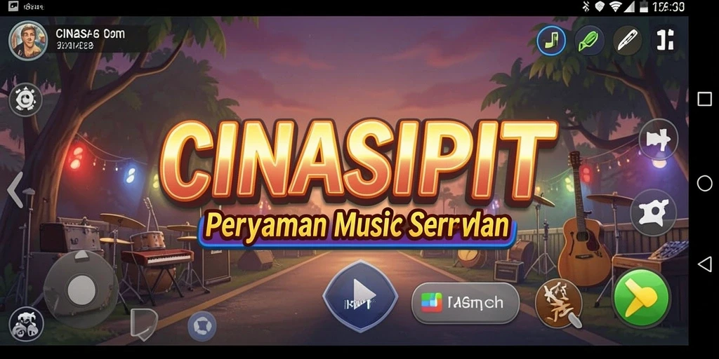 Screenshot CINASIPIT menampilkan pemain menikmati gameplay musik yang seru.