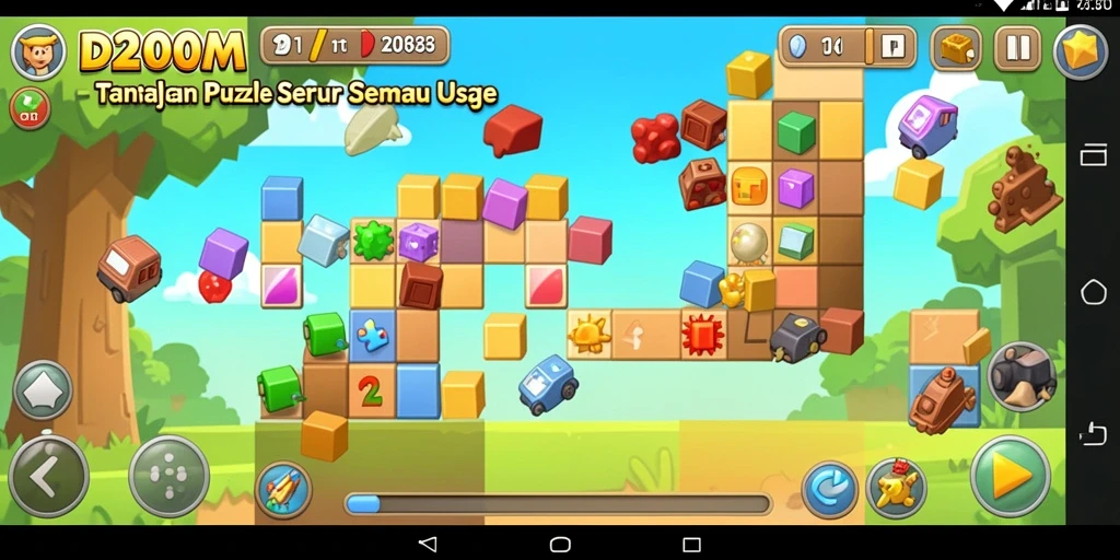 Gameplay D200M menampilkan berbagai teka-teki menarik dan menantang.