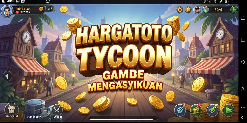 Tampilan gameplay HARGATOTO dengan elemen Tycoon yang menarik.