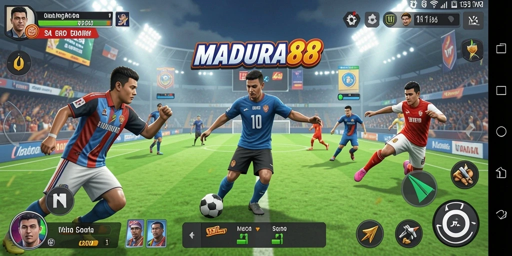 Tampilan utama gameplay MADURA88 dengan aksi olahraga yang seru.