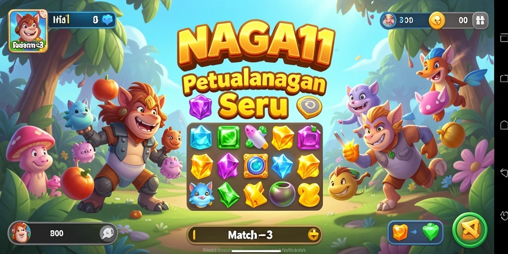 Tangkapan layar gameplay seru di NAGA11 dengan tantangan Match-3.