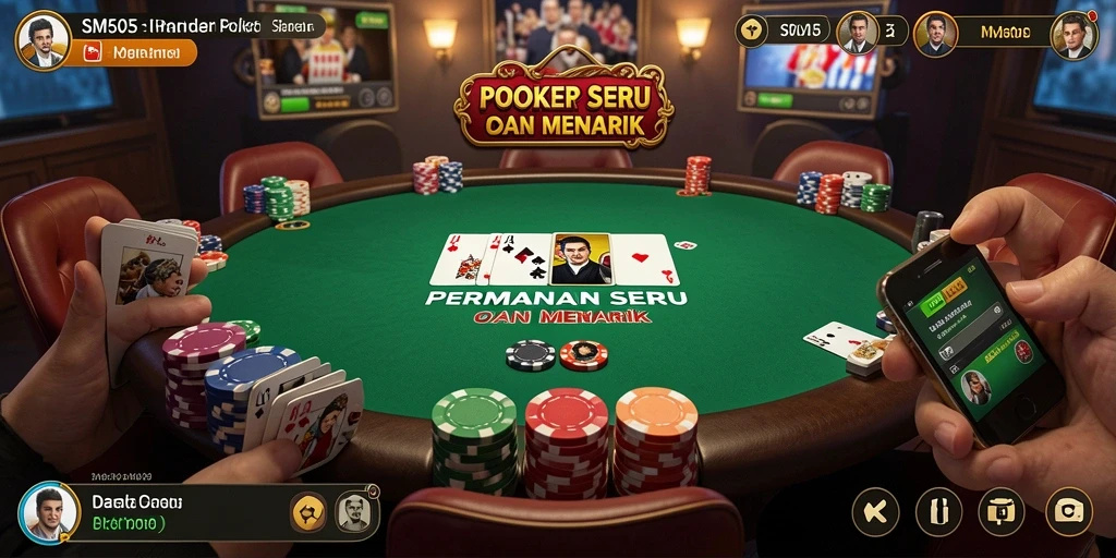 Tampilan gameplay seru dari SM605 dengan fitur Poker menarik.