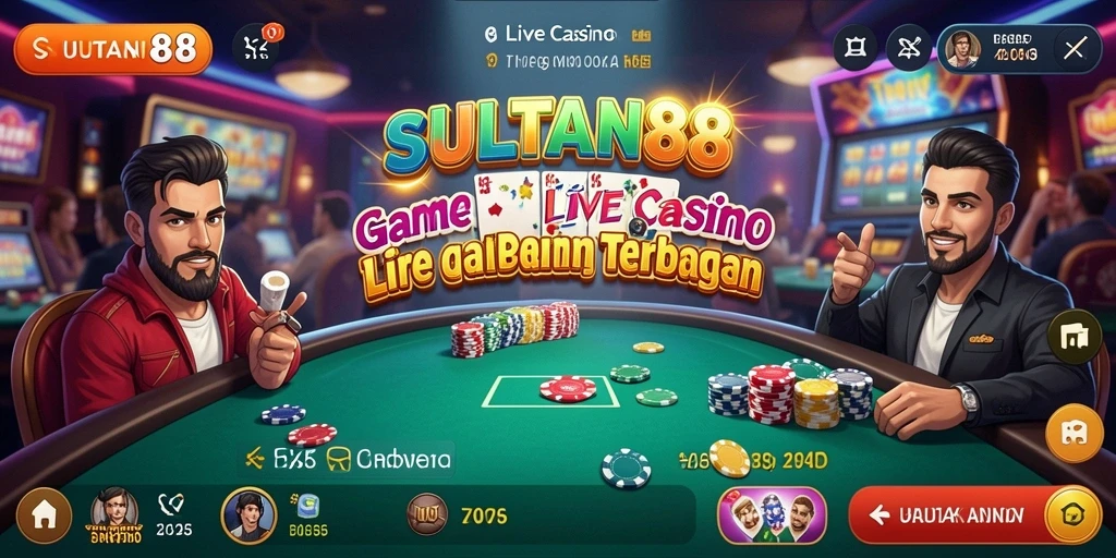 Tangkapan layar SULTAN88 menunjukkan dealer langsung berinteraksi dengan pemain.