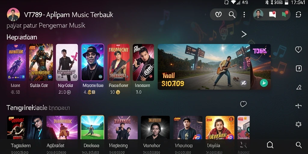 Tampilan gameplay VT789 dengan lagu dan lirik yang menarik.